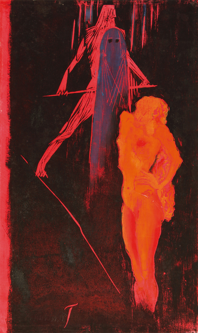 Salome<br>
1918, farbiger Linolschnitt; 60,5 x 34,5 cm (Blatt)